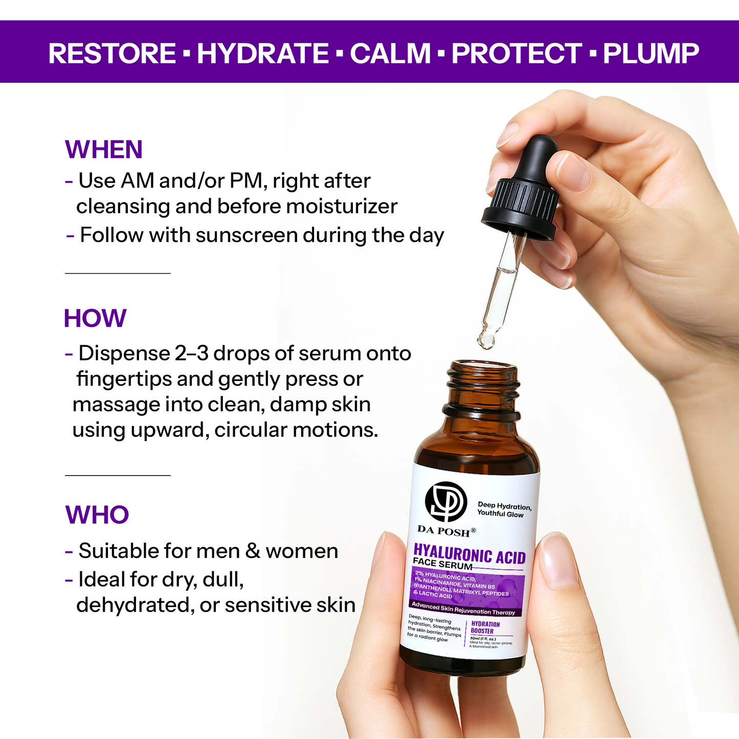 Daposh Hyaluronic Acid Face Serum – Deep Hydration & Youthful Glow