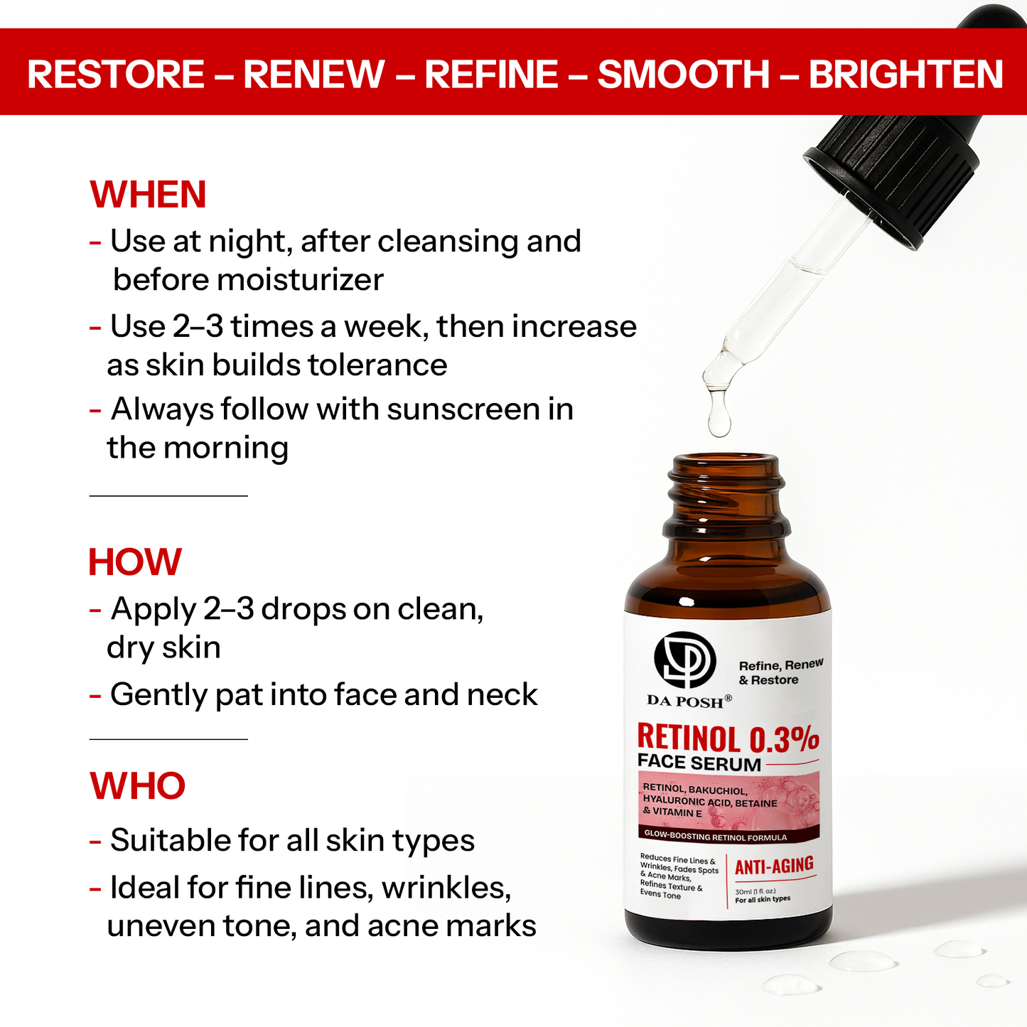 Daposh Retinol 0.3% Serum – Advanced Anti-Aging & Skin Renewal