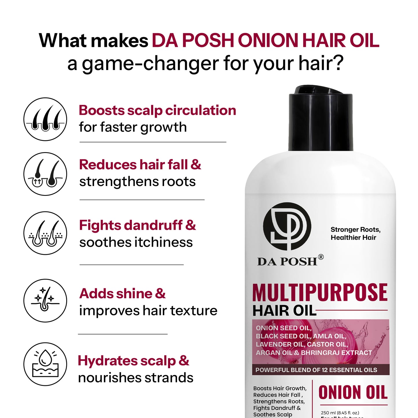 DA POSH Multipurpose Hair Oil – Stronger Roots & Healthier Hair