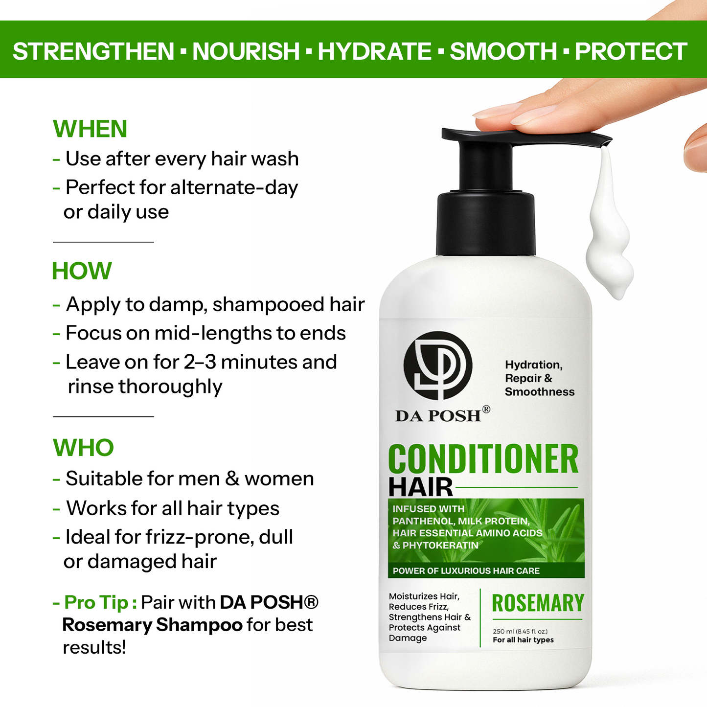 DA POSH Rosemary Hair Conditioner – Hair Growth & Hair Fall Control