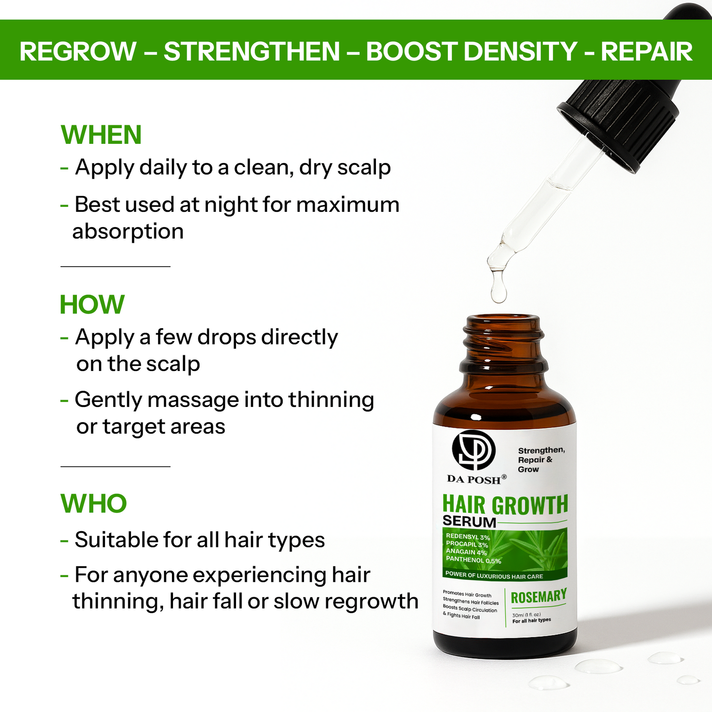 Daposh Hair Growth Serum – Strengthen, Repair & Grow