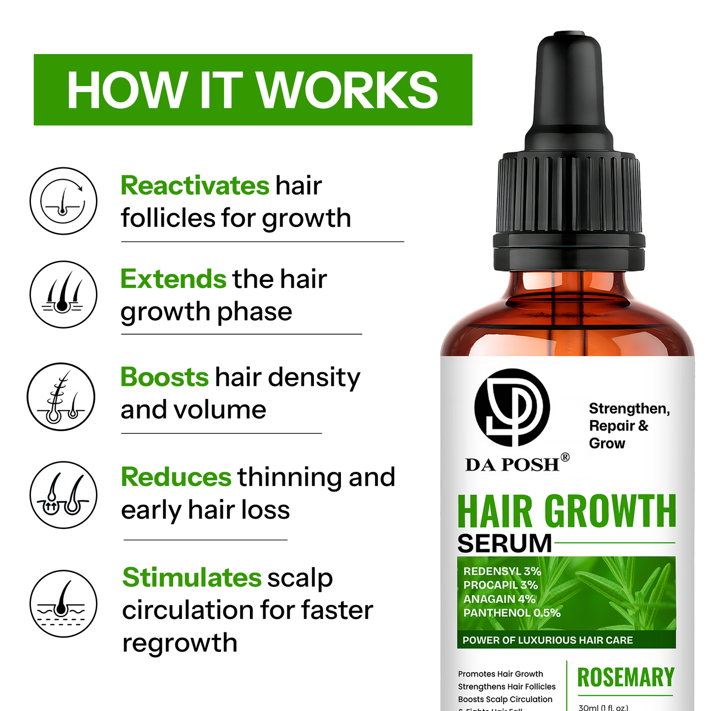 Daposh Hair Growth Serum – Strengthen, Repair & Grow