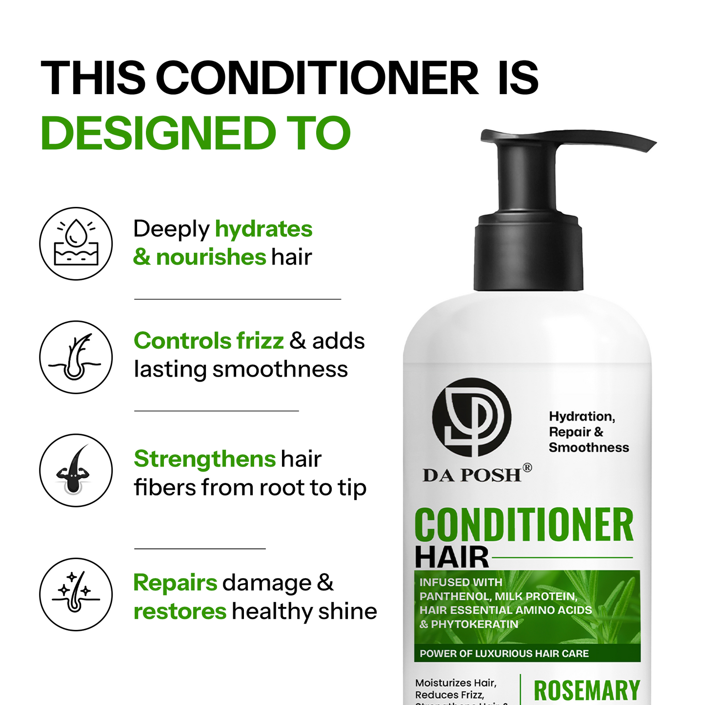 DA POSH Rosemary Hair Conditioner – Hair Growth & Hair Fall Control