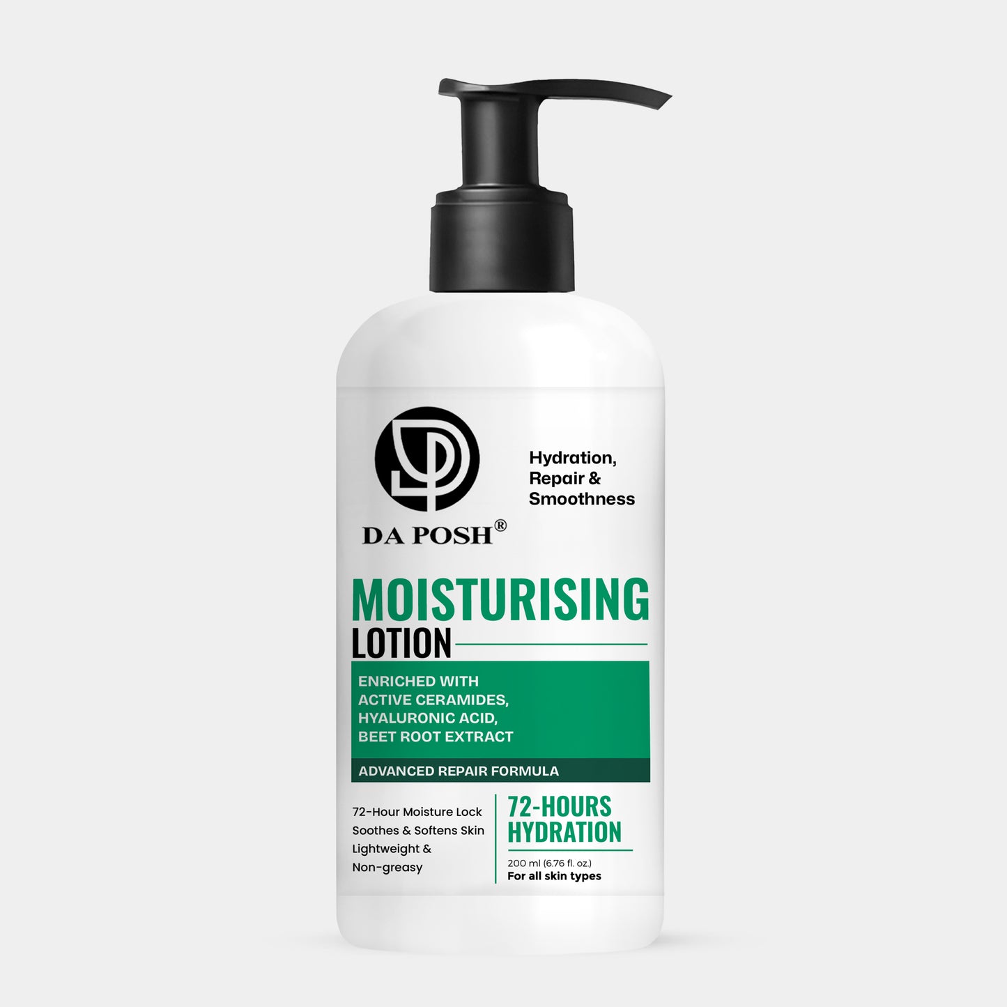 Daposh Moisturising Lotion with Ceramides | 72-Hour Hydration, Repair & Smoothness