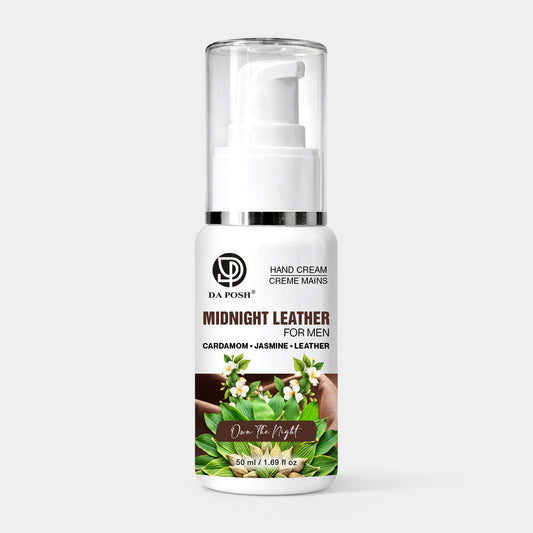 DA POSH Midnight Leather Hand Cream for Men – Cardamom, Jasmine & Leather (50 ml)