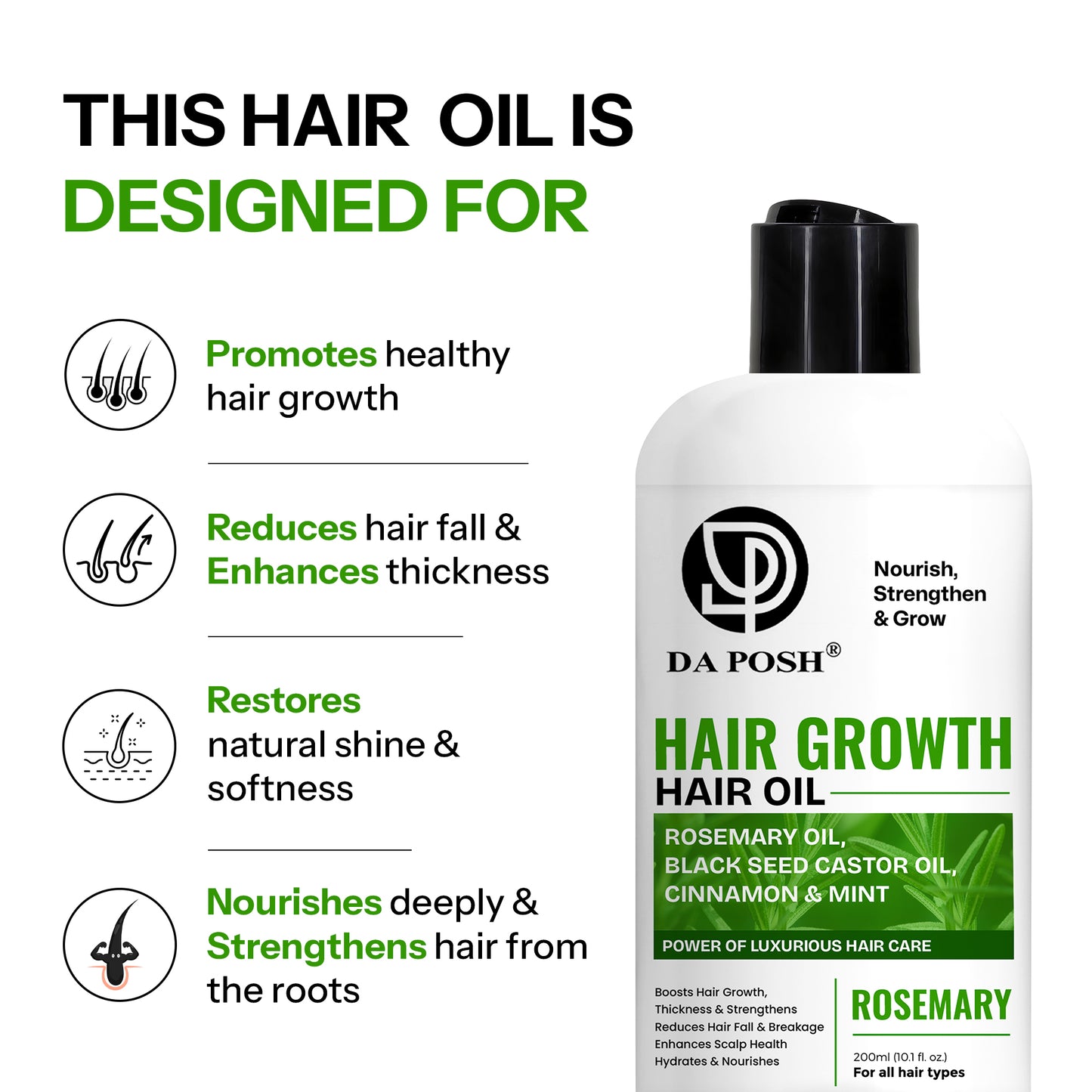 DA POSH Hair Growth Hair Oil – Nourish, Strengthen & Grow
