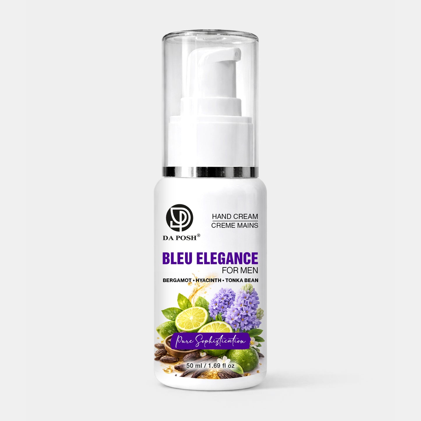 DA POSH Bleu Elegance Hand Cream for Men – Hydrating Hand Moisturizer with Bergamot, Hyacinth & Tonka Bean – 50ml