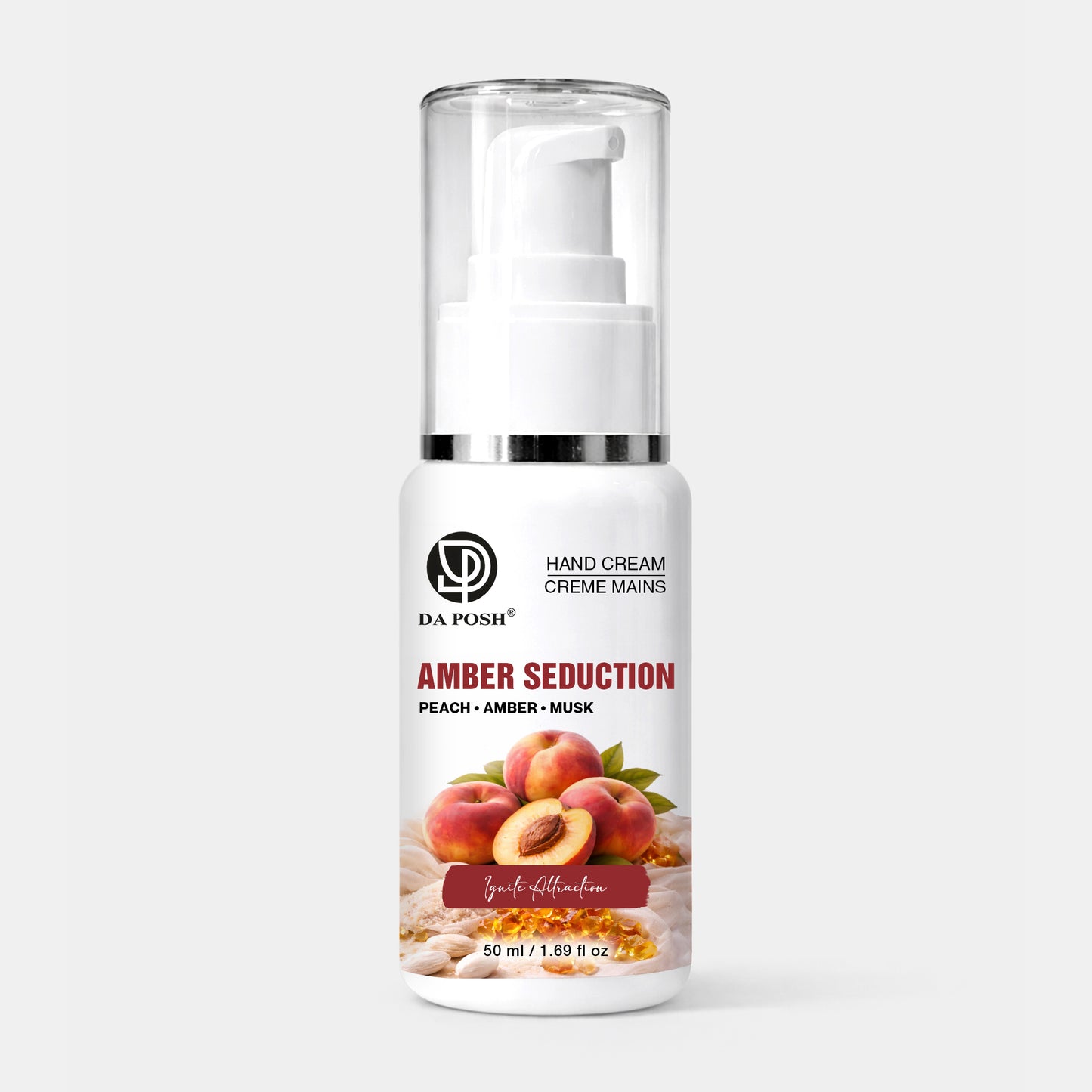 DA POSH Amber Seduction Hand Cream – Peach, Amber & Musk Fragrance | 50 ml