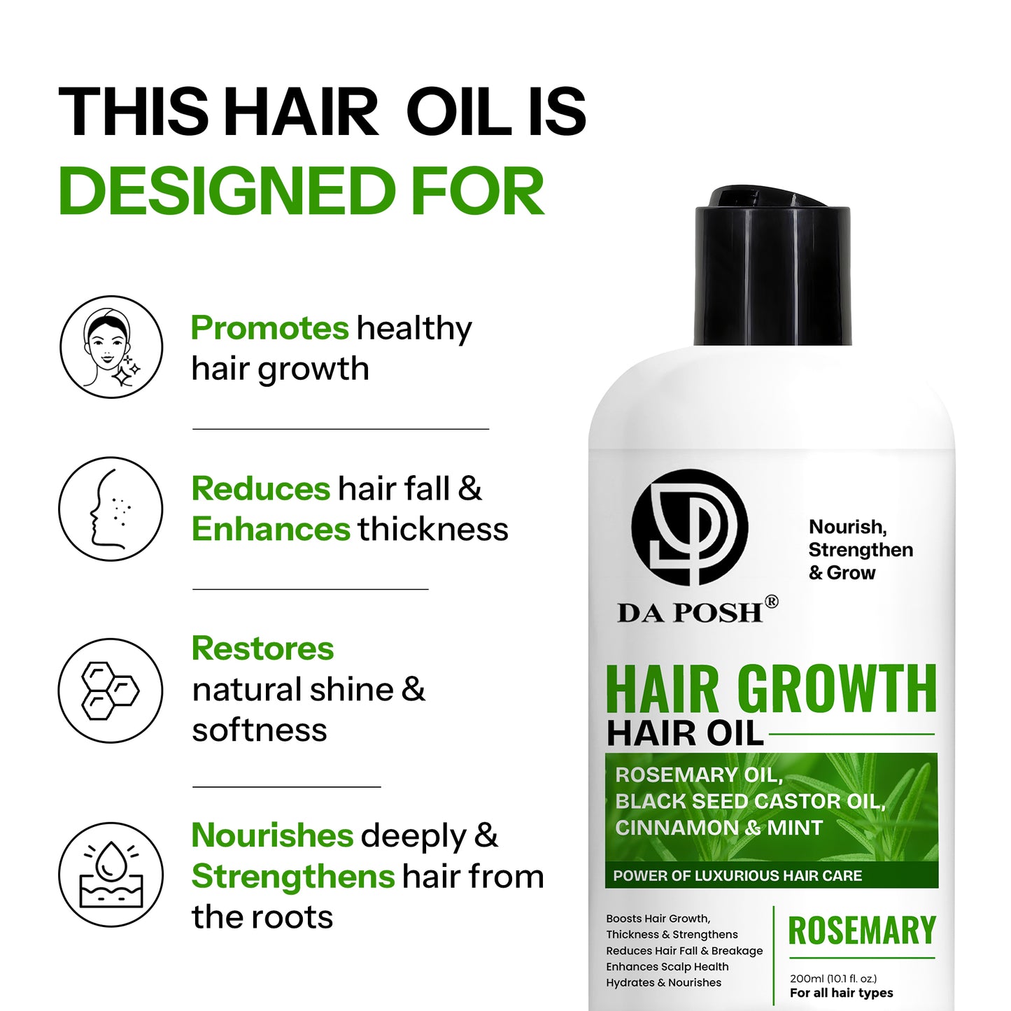 DA POSH Hair Growth Hair Oil – Nourish, Strengthen & Grow