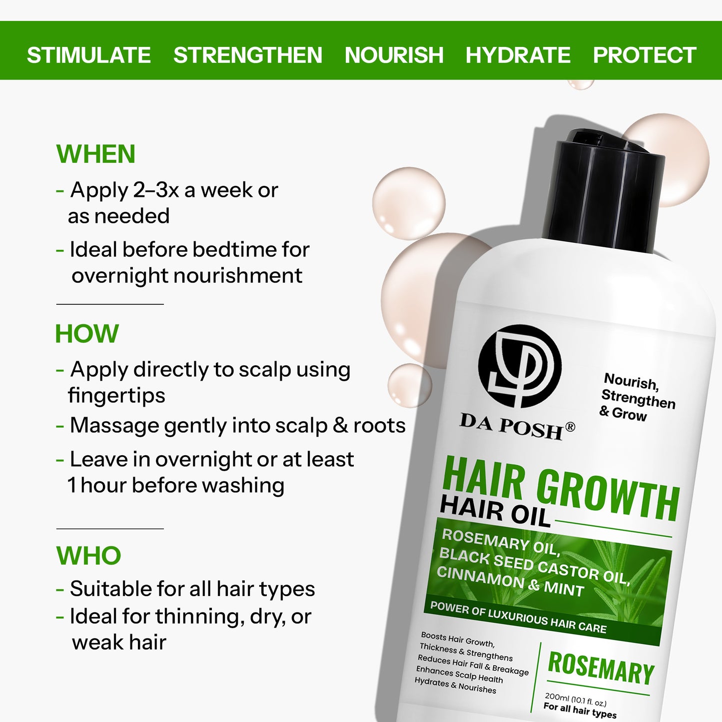 DA POSH Hair Growth Hair Oil – Nourish, Strengthen & Grow