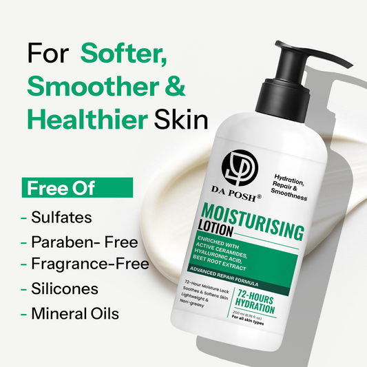 Daposh Moisturising Lotion with Ceramides | 72-Hour Hydration, Repair & Smoothness