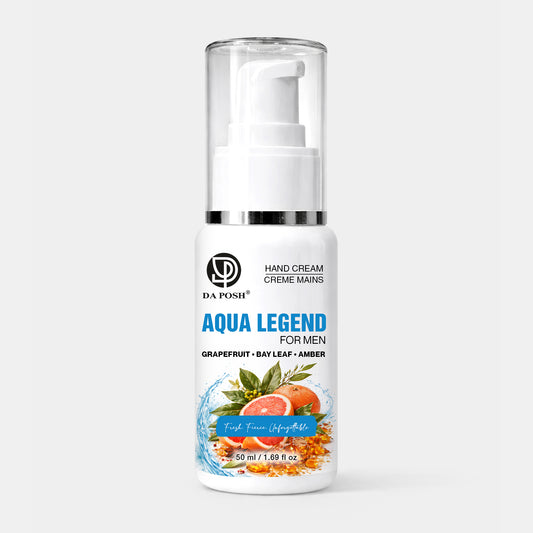 DA POSH Aqua Legend Hand Cream for Men – Hydrating & Nourishing Hand Moisturizer with Grapefruit, Bay Leaf & Amber – 50ml